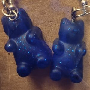 Blue glittery Bear earrings